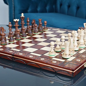 Gepersonaliseerde houten schaakset 16", personalisatie GRATIS, gratis expresverzending, gepersonaliseerd cadeau
