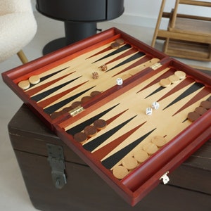 Gepersonaliseerde groot houten backgammon 19"(48 cm), GRATIS personalisatie, gratis expresverzending, gepersonaliseerd cadeau
