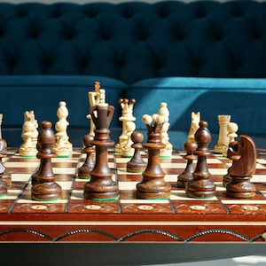 Gepersonaliseerde houten schaakset 16", personalisatie GRATIS en gratis expresverzending