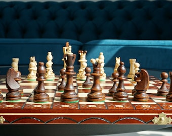 Personalized Wooden Chess Set 16", Personalization for FREE, Free Express Shipping
