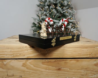 Houten Staunton-schaakstukkenset met opbergkoffer - Aangepast