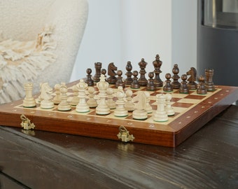 Gepersonaliseerde houten schaakset 14" - toernooieditie