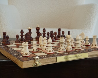 Personalized Wooden Chess Set 14&quot;(35 cm), Free Personalization, Perfect Christmas gift, Free Express Shipping