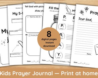 Cuaderno de oración para niños (para imprimir) / Páginas de actividades cristianas (descarga instantánea)