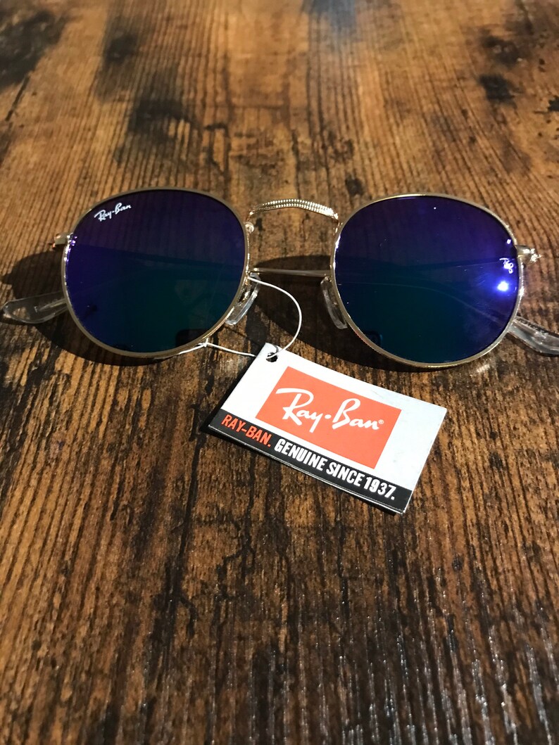 Rayban Blue Mirror Tint Round Mens 