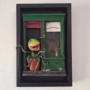 Feed me Seymour! Little shop of horrors shadow box. LIMITED Edition. Audrey 2 plant miniature door.