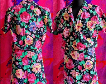 Vintage 1980s floral cotton mini dress