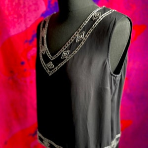 Vintage Laura Ashley sequinned sleeveless blouse black silver image 4