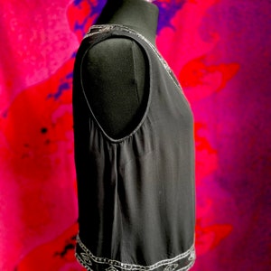 Vintage Laura Ashley sequinned sleeveless blouse black silver image 3