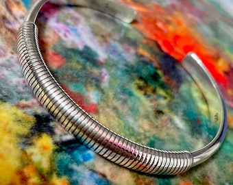 Chunky silver coiled cuff/bangle bracelet