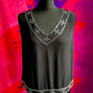 Vintage Laura Ashley sequinned sleeveless blouse black silver image 5