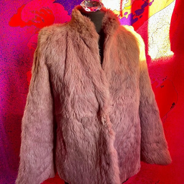 Vintage 1970s mauve purple fur coat