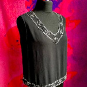 Vintage Laura Ashley sequinned sleeveless blouse black silver image 1