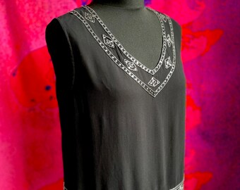 Vintage Laura Ashley sequinned sleeveless blouse black silver