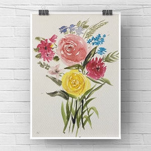 Buy Handmade watercolor painting/ Flower/ 16√ó23 inch Handmade