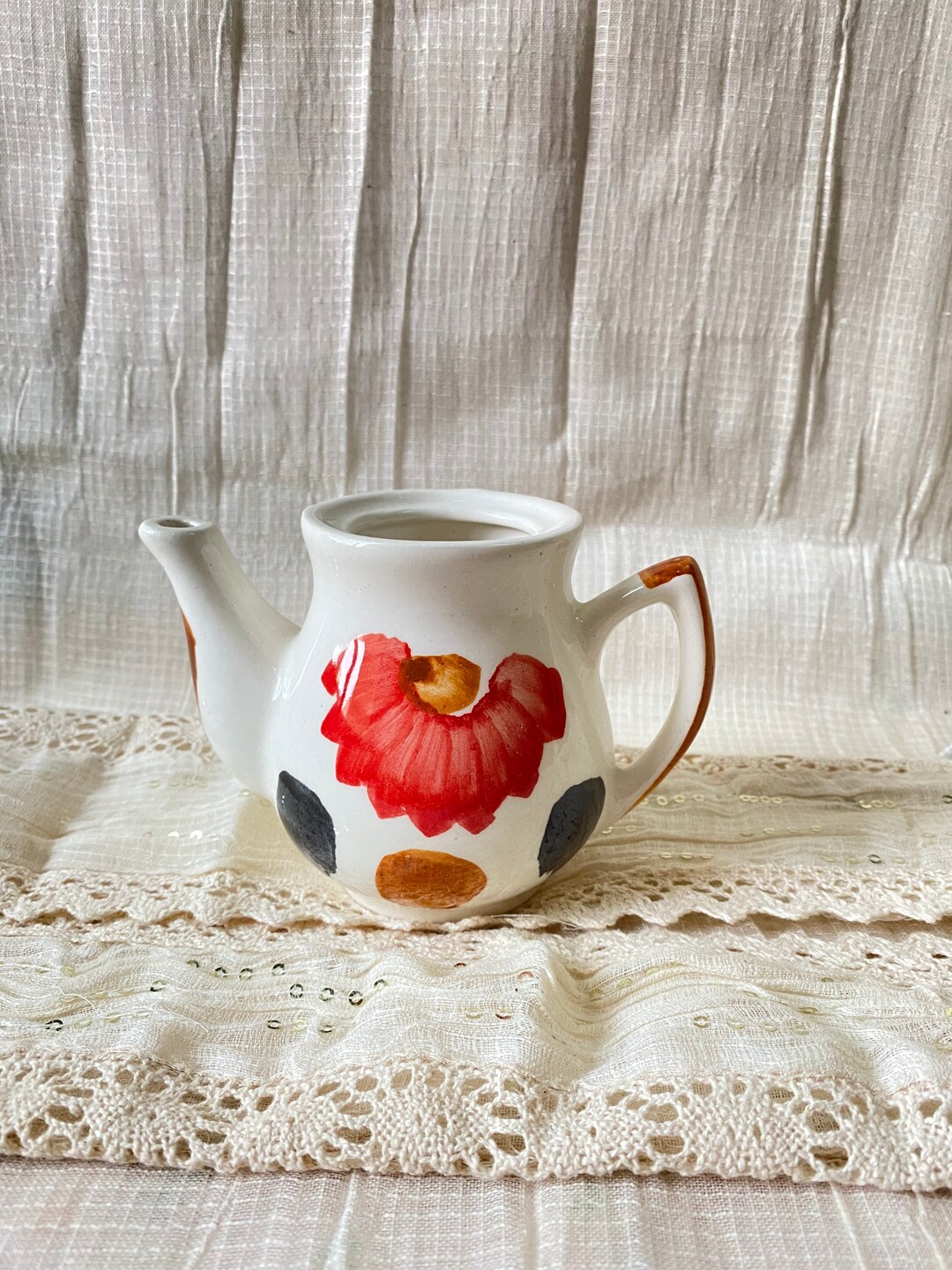 Miniature Kettle for Dollhouse Ceramic Tea Pot With Lid Etsy