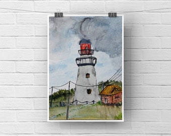 Original Mini painting of light house/ dollhouse paintings