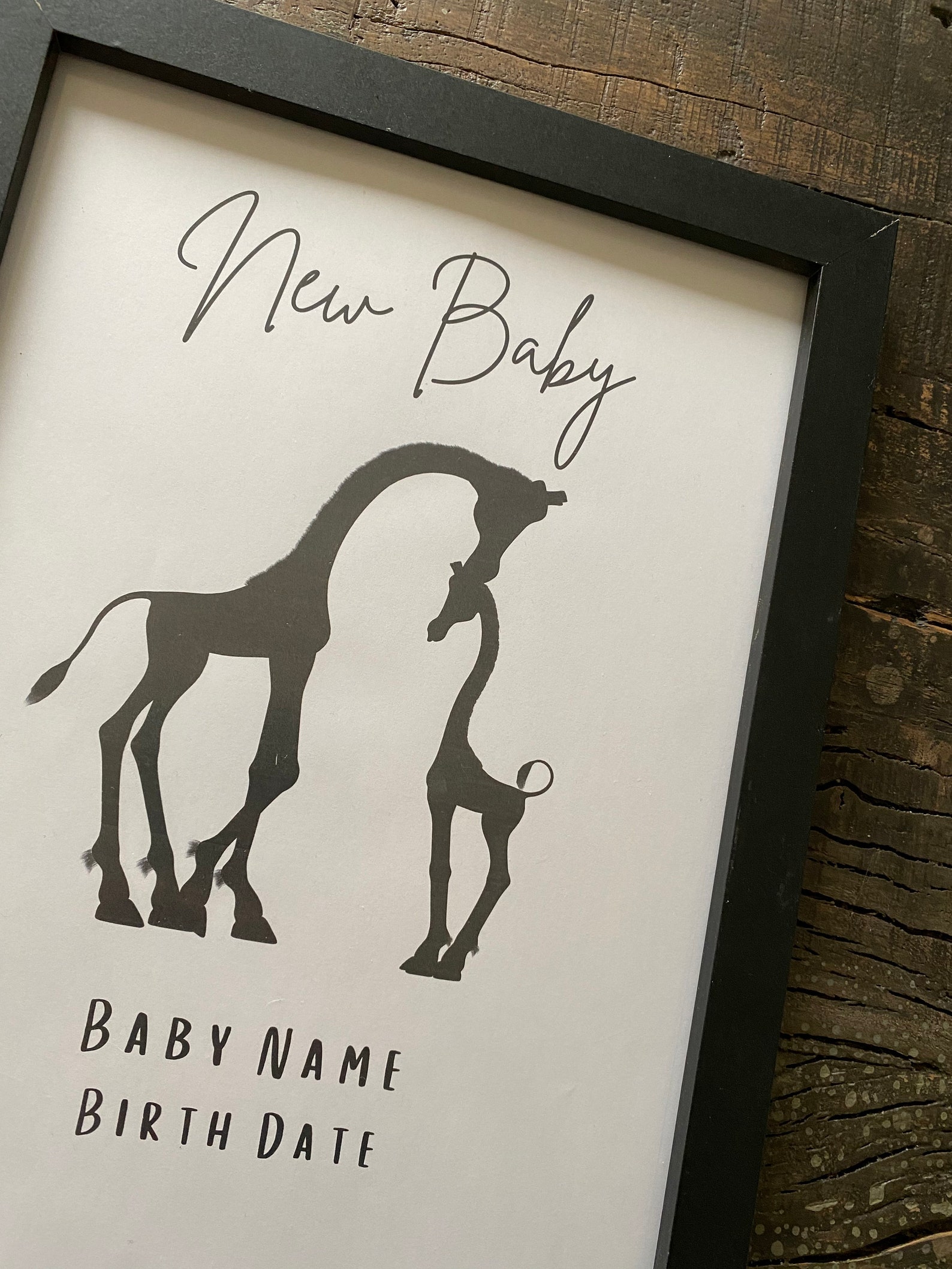 New Baby Giraffe Personalised Picture Frame Etsy