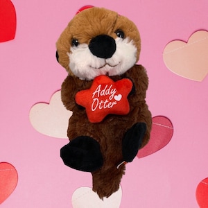 Custom Personalized Otter Valentines Day Plush Stuffed Animal with Name-Free Shipping