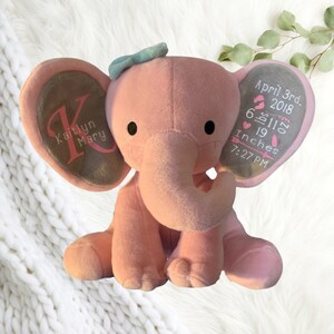 Baby Girl Elephant Announcement Stuffed Animal