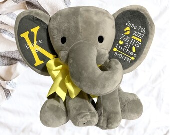 Baby Boy Elephant Announcement Stuffed Animal-Free Shipping
