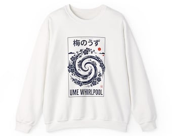 Ume Whirlpool Sweatshirt | Japanese Streetwear, Wave & Cherry Blossom Graphic