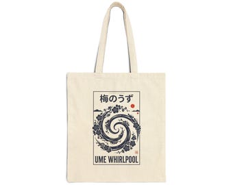 Ume Whirlpool Tote, Japanese Streetwear Graphic, Sakura Waves Koi Canvas Tote