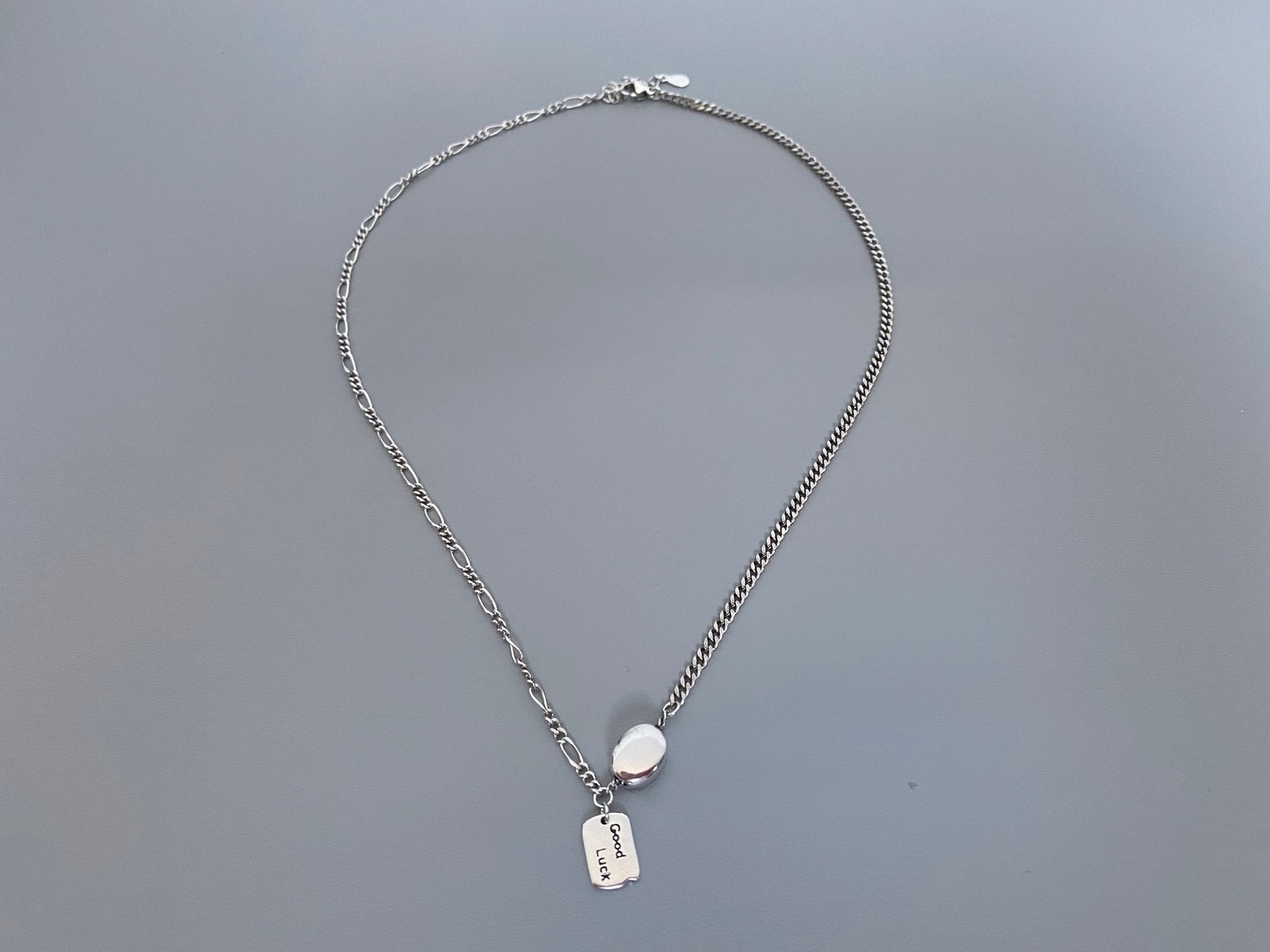 Bean necklace silver necklace Etsy