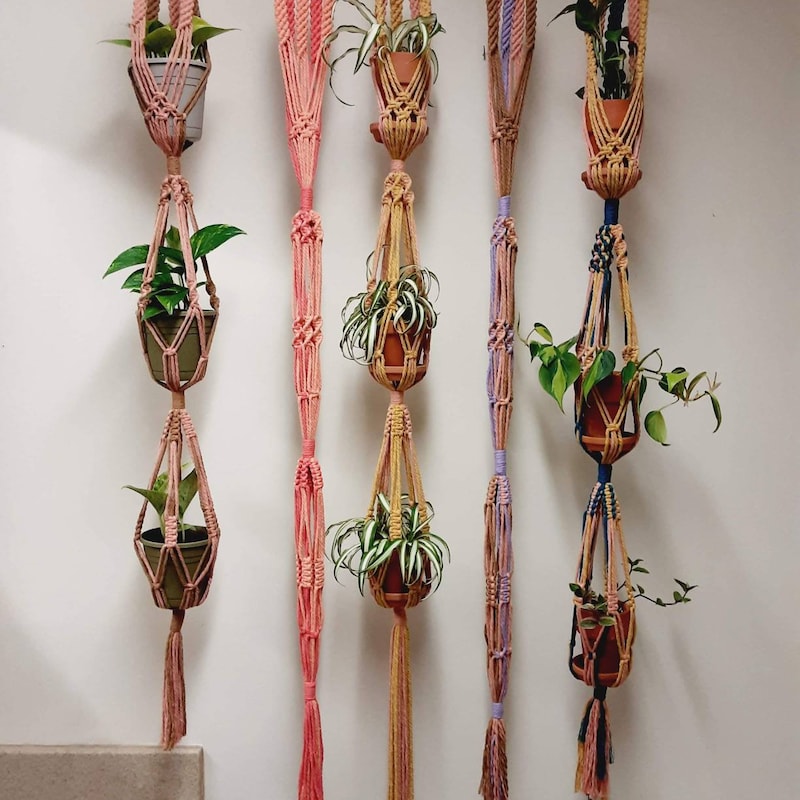 Triple Macrame Plant Hanger - Etsy
