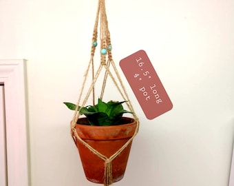 macrame plant hangers, beaded plant hanger, hanging plant holder, hanging flowerpot holder, small plant hanger, simple plant hanger