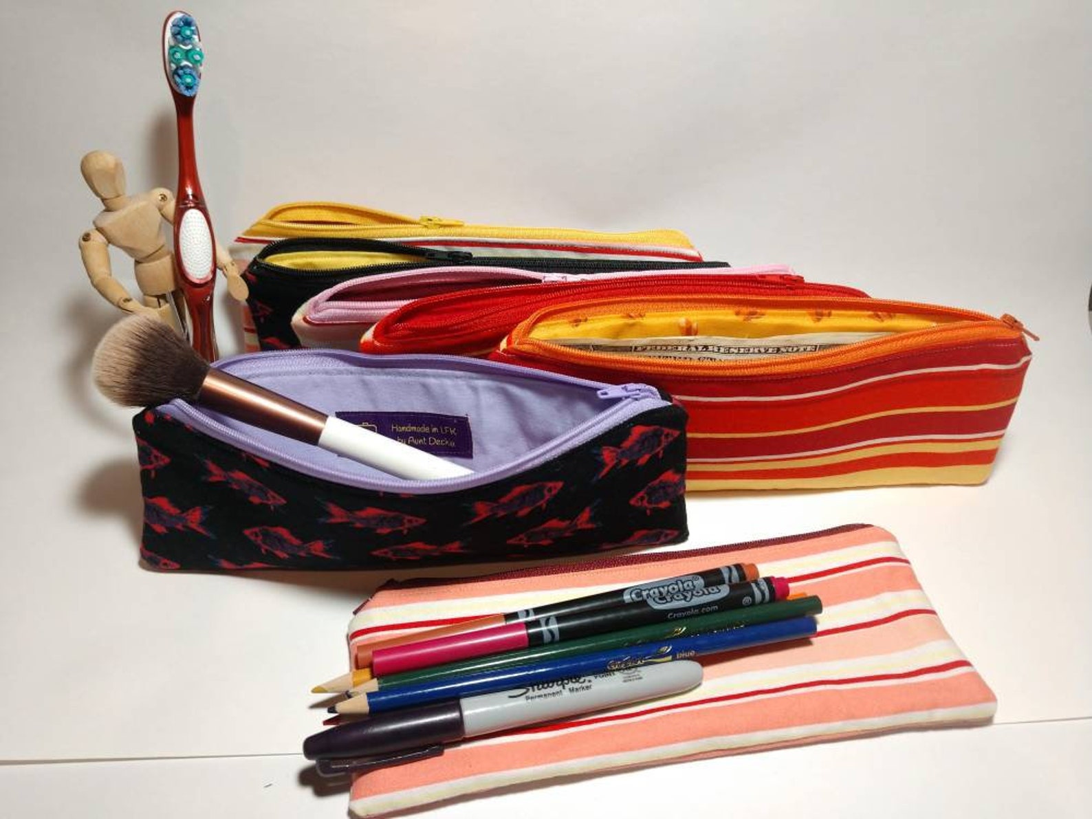 Striped zipper pouch Toothbrush pouch Travel pouch Stripe Etsy