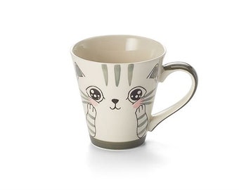 Teetasse Katze aus Keramik, 1 Tasse 0,25 l, Handbemalt, Katze