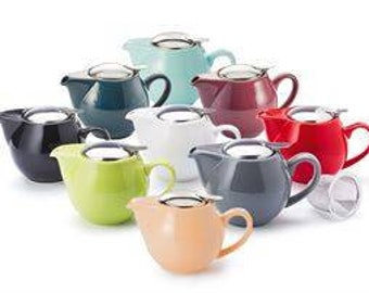 Tee Kanne Porzellan, glänzend, 0,5 l, Höhe ca.12 cm, Durchmesser ca. 5.5cm, Teezubereitung, verschiedene Farbvariationen vorhanden, Geschenk
