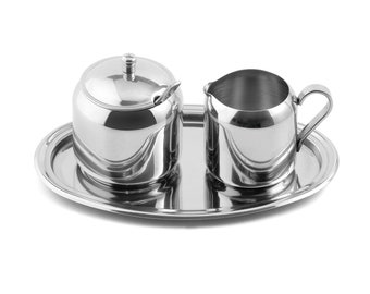 Zucker-/Milch/Sahne Set Edelstahl, hochwertiges Zucker-/Milch /Sahne Set, Tee, Kaffee