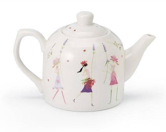 Porcelain teapot "Flower Ladies", 0.6 l, H 11.3 cm, Ø 5.4 cm, tea making facilities, Valentine's gift