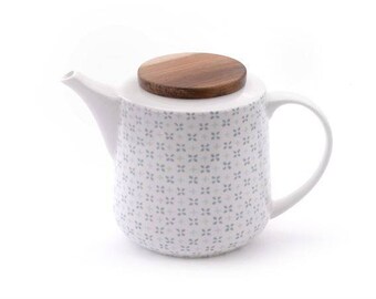Tee Kanne, mit Edelstahlsieb 1,4 l, H: 15,5 cm, Ø 6,2 cm, Teezubereitung, Teekanne mit hochwertigen Akazienholz