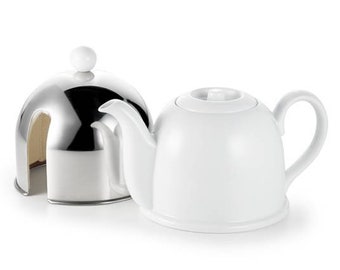 Tee-Kanne aus Porzellan mit Isolierhaube, 0,8 l, H 14 cm, Ø 5,9 cm, Teezubereitung, Teekanne, Teeset, Geschenk