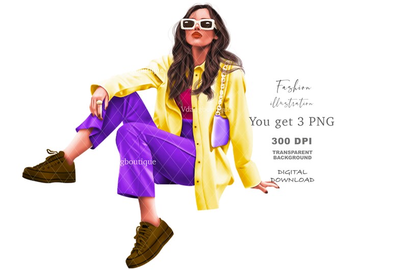 Modern Girl Clip Art PNG, Girl PNG, Fashion Girl Clipart, Clip Art and