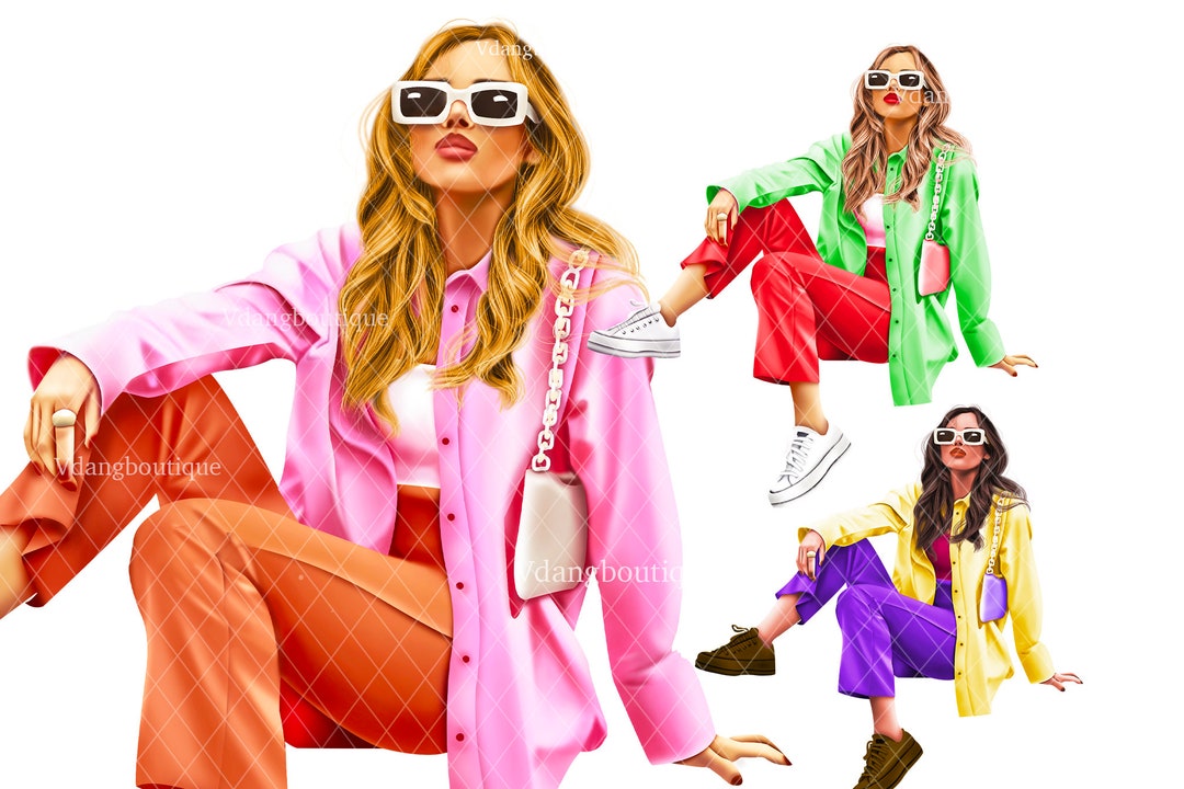 Modern Girl Clip Art PNG, Girl PNG, Fashion Girl Clipart, Clip Art and