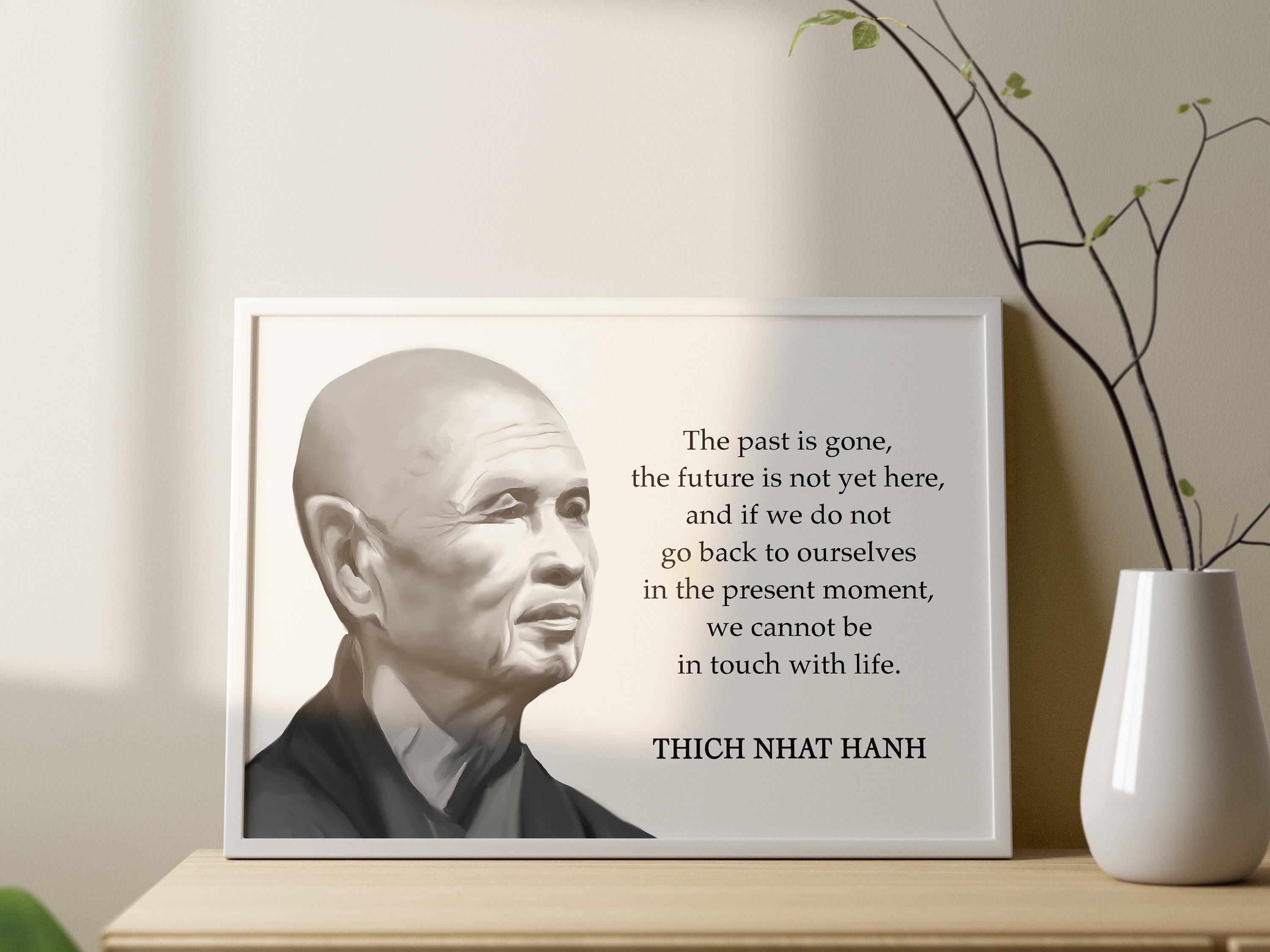 Thich Nhat Hanh Quotes Nhat Hanh Portrait Mindfulness Wall Art Decor ...