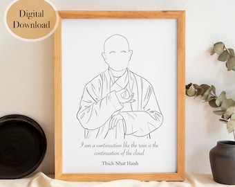 Thich Nhat Hanh Quote Mindfulness Poster Meditation and Spiritual Wall ...