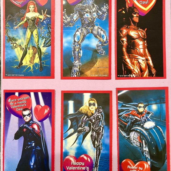 6 Vintage Batman Valentine Cards