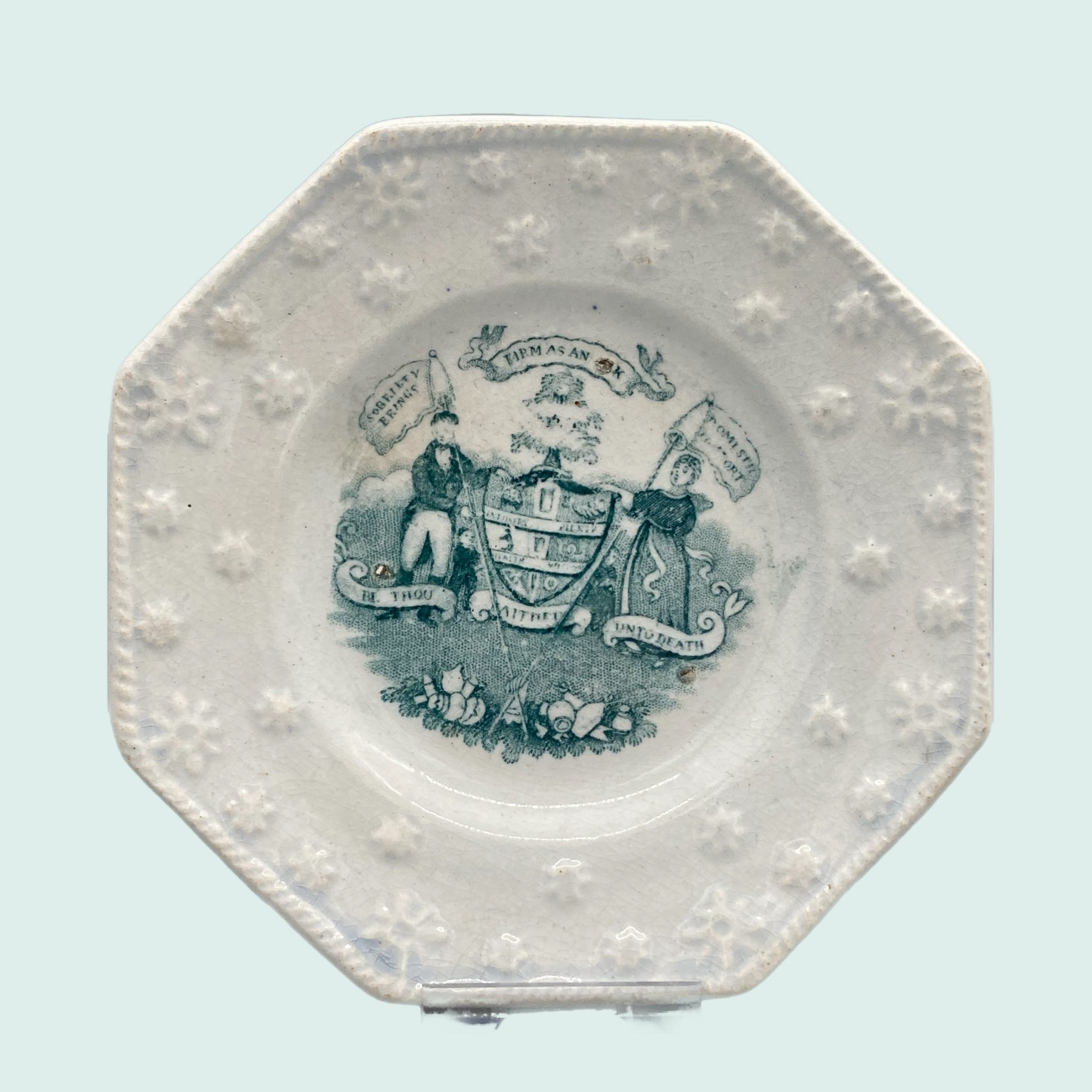 ☆19世紀婦人と子供の陶器プレート