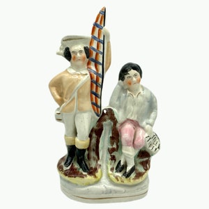 Victorian Staffordshire Pottery Figure Group Emblematic of War & Peace, c. 1855