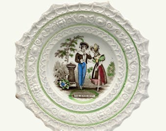 Victorian Pearlware Pottery Child's Nursery Plate, The Bird's Nest, circa 1847