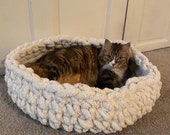 Cat Bed - Handmade CHUNKY KNIT Pet Bed, super soft chenille