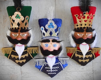 Nutcracker Wreath Attachment, Christmas ment, Pink Nutcracker Embellishment, Pastel Chrismas Decor, Velvet Nutcracker with Crown