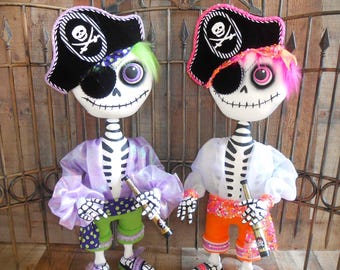 Jack Skelly Pirate Wreath Attachment,  Handmade Halloween Decor, Skeleton wreath Attachment, Ready to ship! Free Shipping!