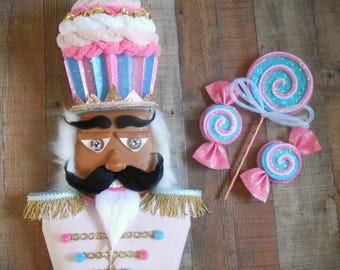 Nutcracker Wreath Attachment, Christmas Wreath Attachment, Pink Nutcracker Embellishment, Pastel Nutcracker Décor
