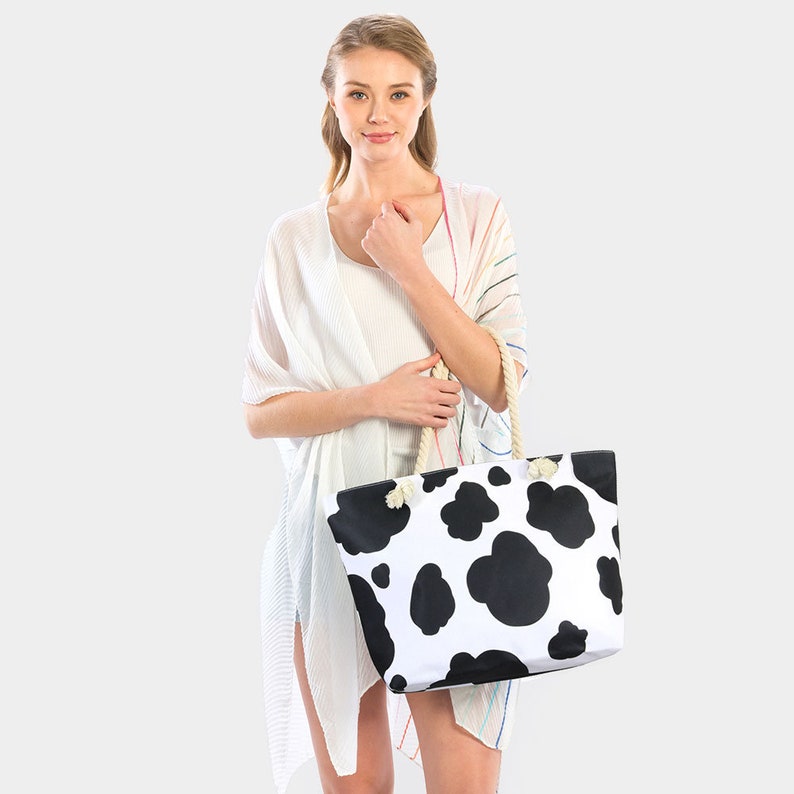 Cow Print Beach Tote Bag Summer Cruise